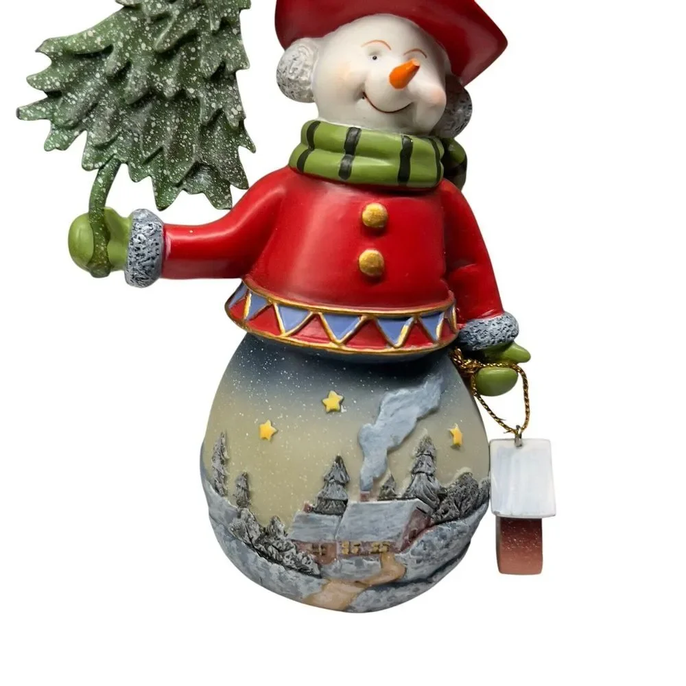 Mrs. Snowman Figurine Christmas Tree and Birdhouse Frosty 3D Detailed Base 5